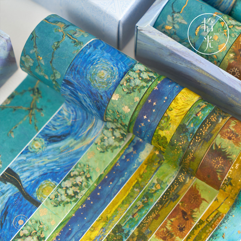 Picture of Pick up light and paper hand account tape wholesale bronzing creative retro diy stickers decorative material tape suit 10 rolls
