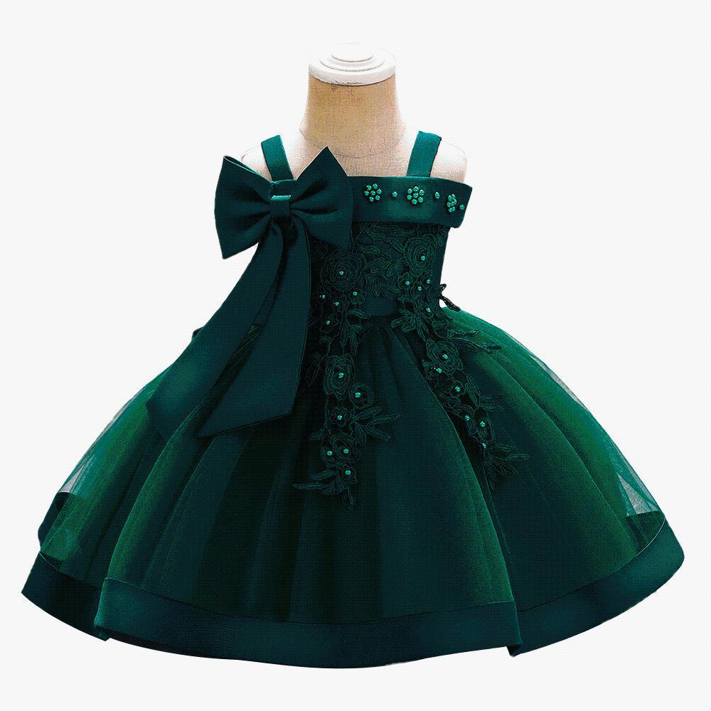 Picture of Foreign trade cross-border new children's wedding dress off-shoulder pearl embroidery girls performance princess puffy skirt summer