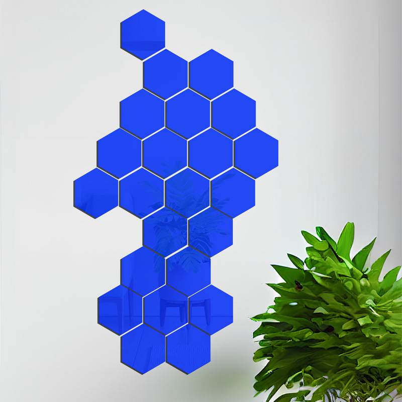 Picture of Cross-border hexagonal acrylic three-dimensional mirror wall sticker self-adhesive living room bedroom background wall home decoration soft mirror