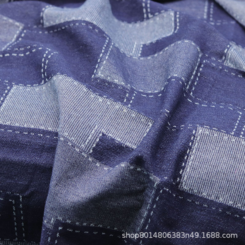 Picture of Thick Plaid Jacquard Washed Denim Fabric Clothing Fabric Jacket Jeans Fabric