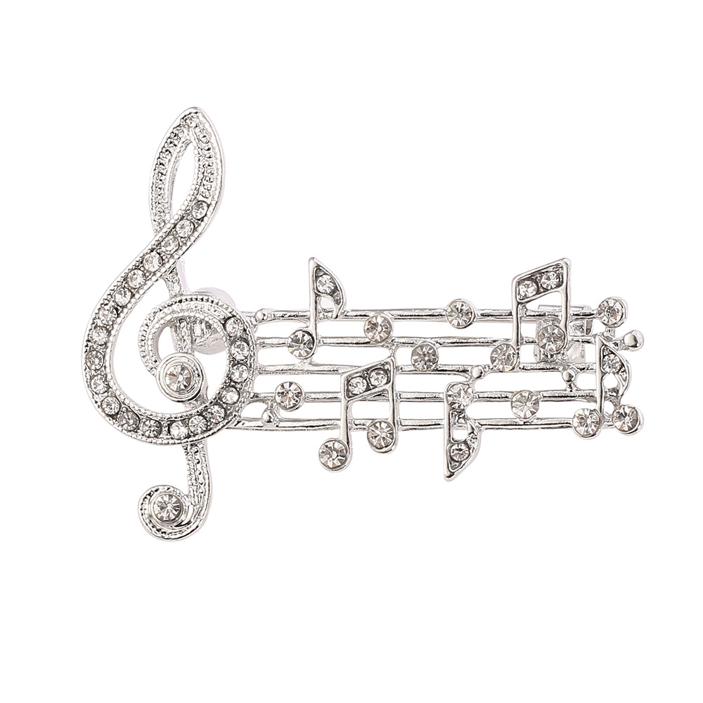 Picture of Elegant musical note music rhythm brooch inlaid with full diamond beating note pin bag clothes accessories spot