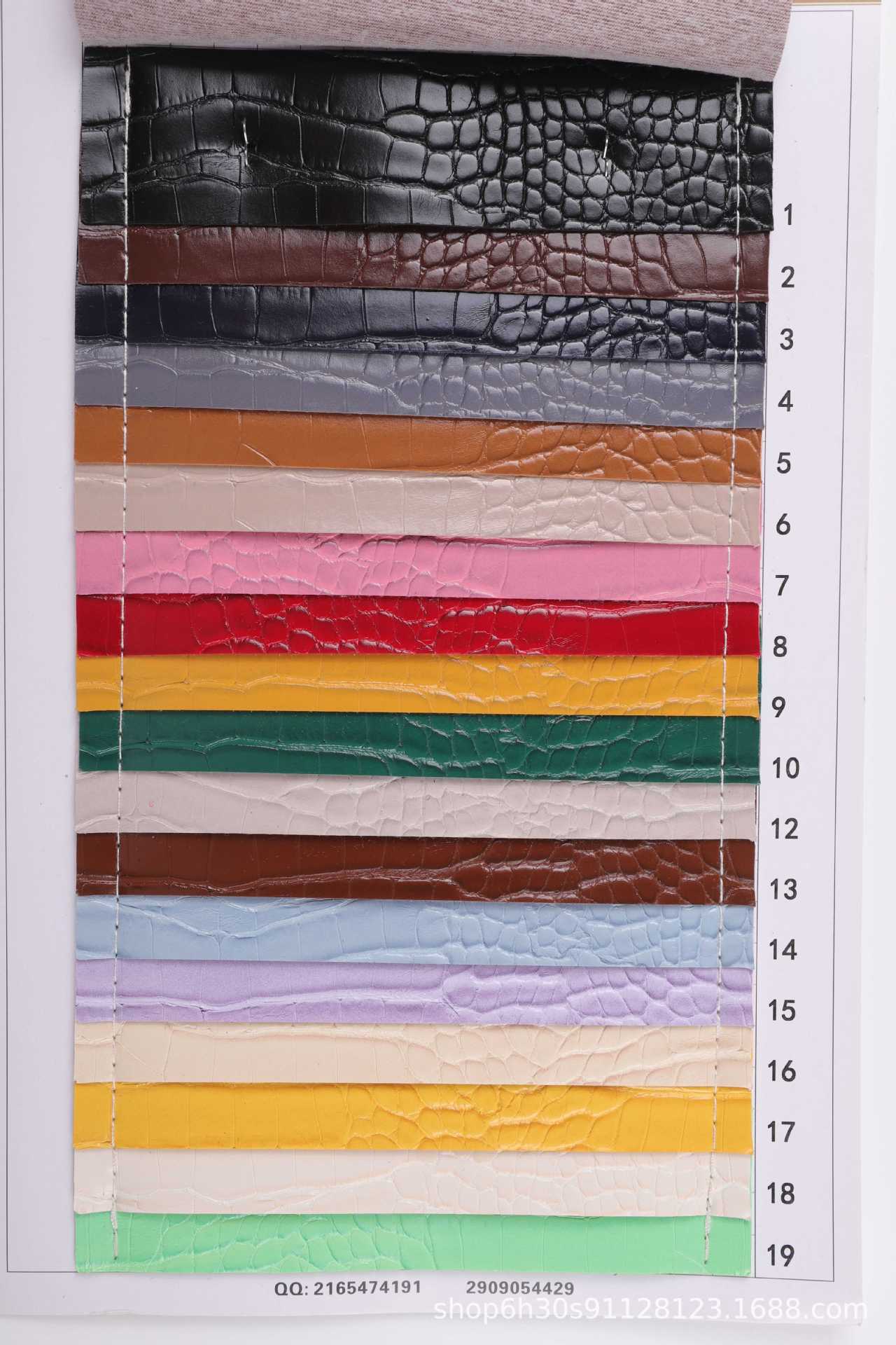 Picture of Spot high-gloss bright solid color crocodile pattern PVC leather brushed cloth bottom artificial leather decorative shoes luggage leather