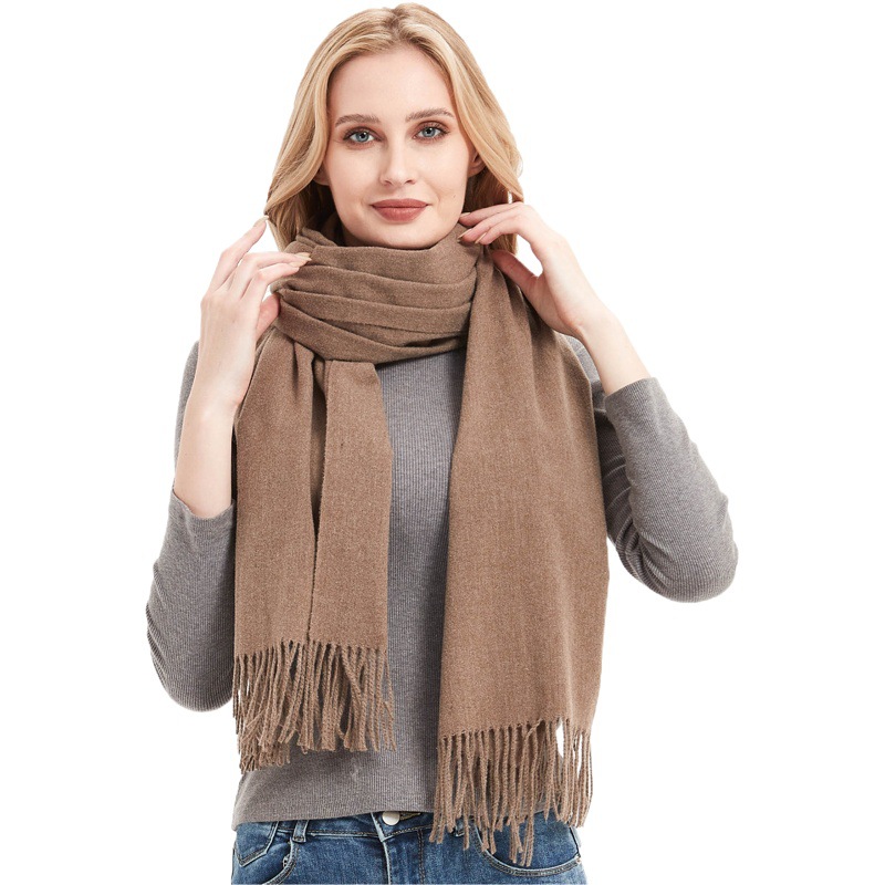 Foreign trade Europe and the United States new autumn and winter scarf women's polyester thorn hair tassel solid color scarf shawl dual-use manufacturers wholesale