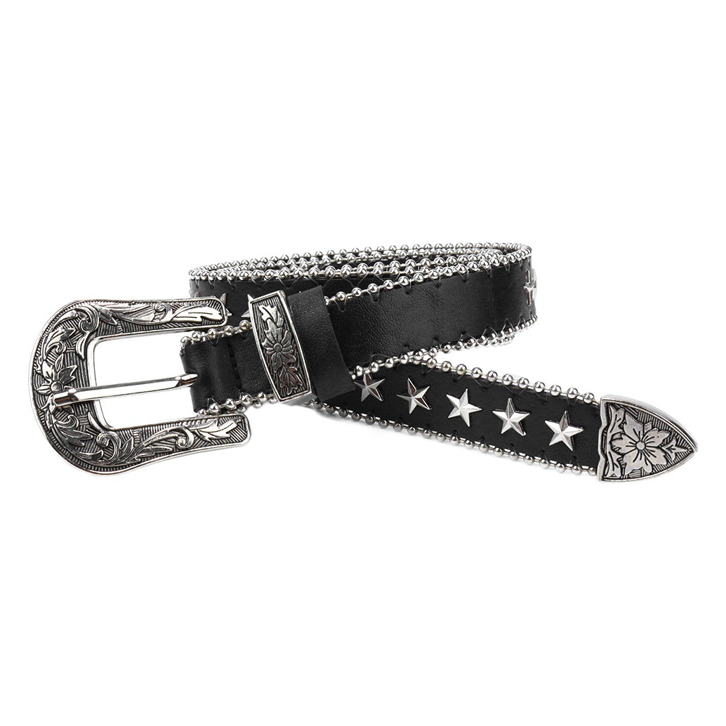 Unique Studded Decorative Belt, Slim Waist Belt, European and American Style, Versatile Belt for Women, Punk Style, Denim Punk Trend