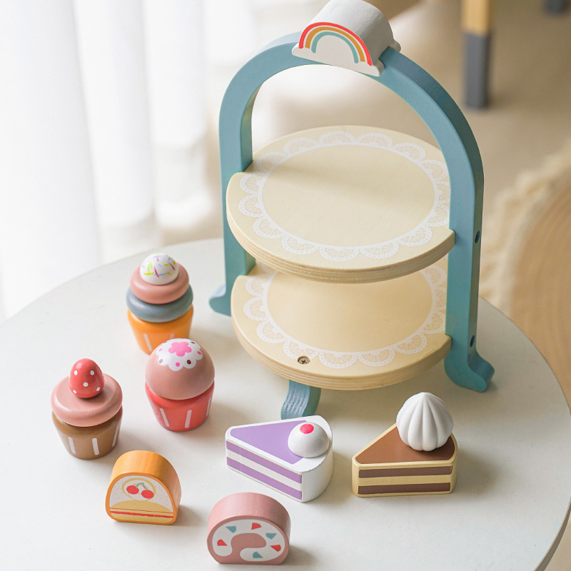 Picture of Play House Simulation Cake Royal Afternoon Tea Children's Educational Kitchen Double Dessert Rack Parent-Child Interactive Toys