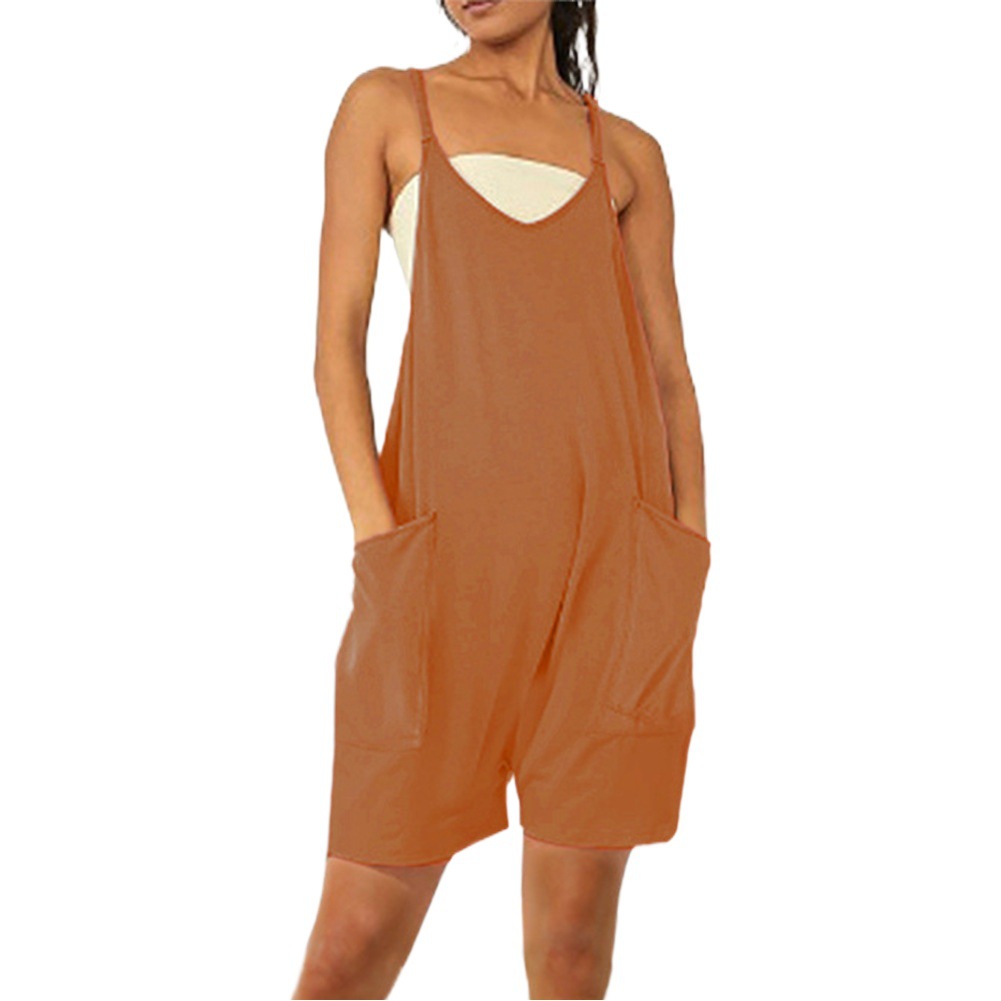 2024 European and American Clothing Ebay Amazon Independent Station Popular Zipper Flap Pocket Pants Suspenders Jumpsuit Shorts Overalls