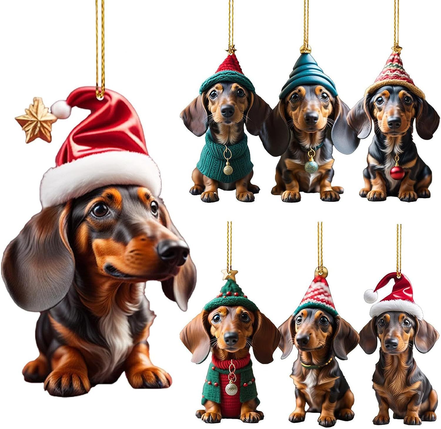 Sausage Christmas ornaments 2023-funny dog Christmas tree ornaments-gift creative saint for dog lovers