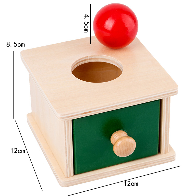 Picture of Montessori Toys 0-3 Wooden Drawer Box Kindergarten Textile Drum Target Box Montessori Early Education Educational Toys
