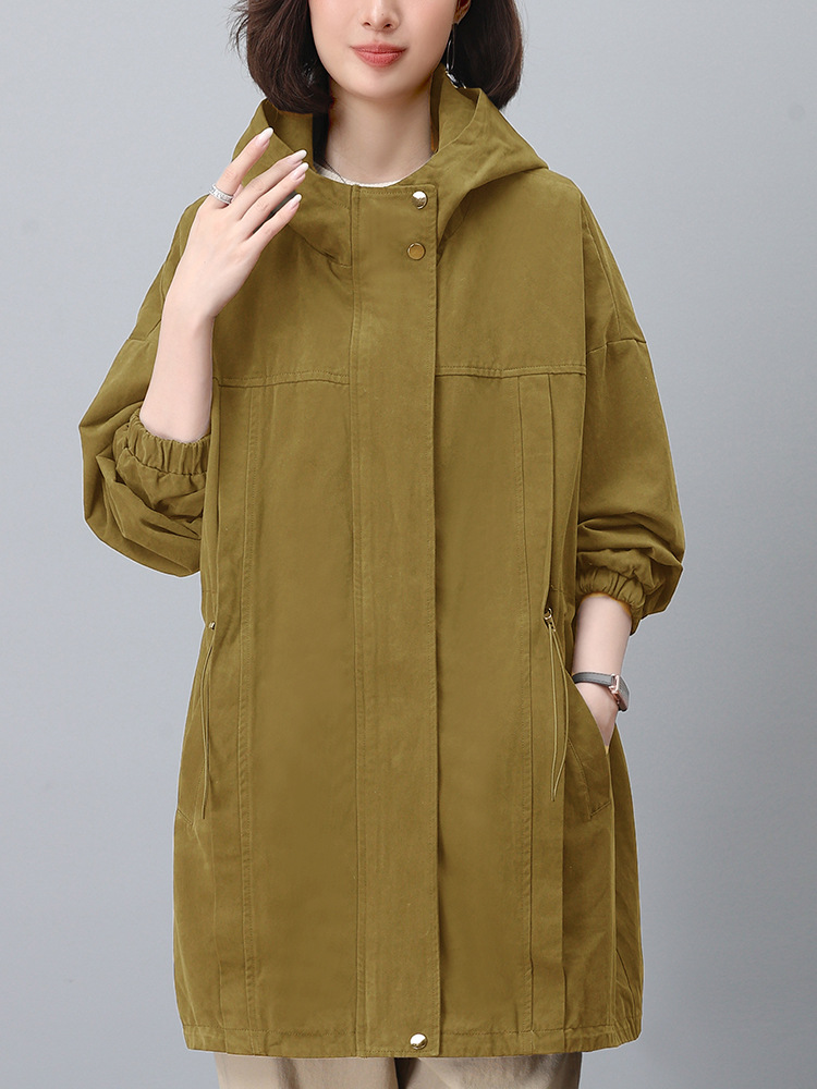 Picture of Women's Spring and Autumn 2024 New Cotton Long-sleeved Casual Workwear Elegant Slimming plus size Hooded Coat