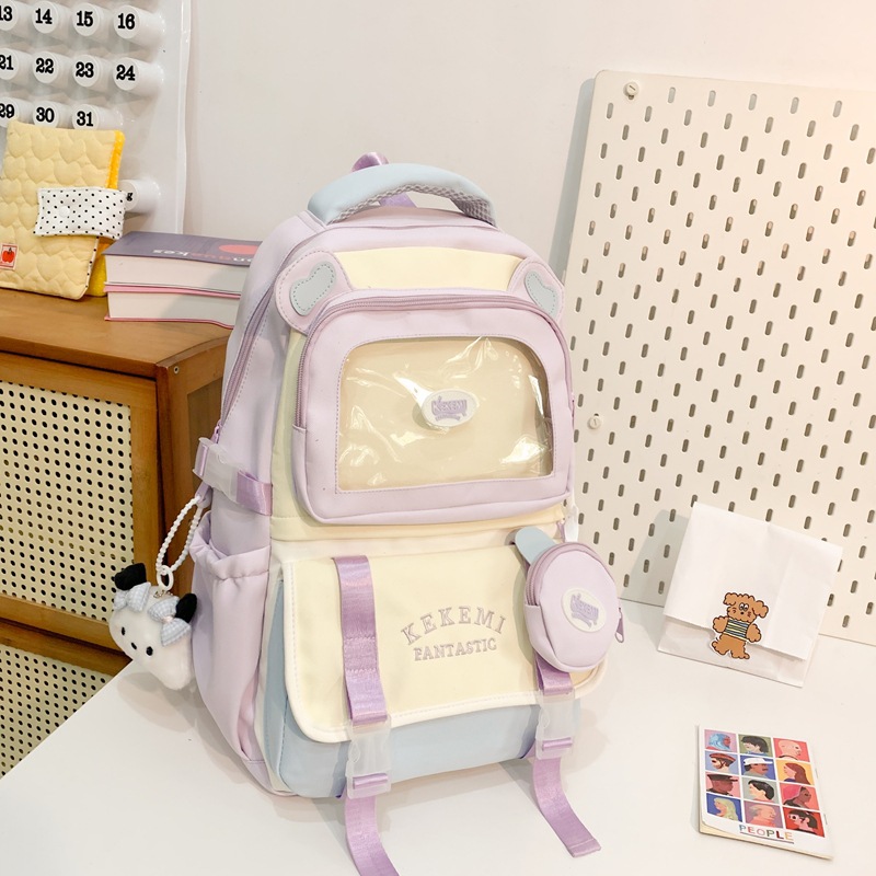 Picture of High Yan Value Ins Style Schoolbag Junior High School Girl's Backpack High School Student's Large Capacity Cute Pain Bag Dopamine Backpack