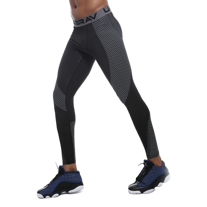 Breathable Elastic Compression Cropped Sports Tights Men's Basketball Outdoor Running Quick-drying Compression Pants Men's