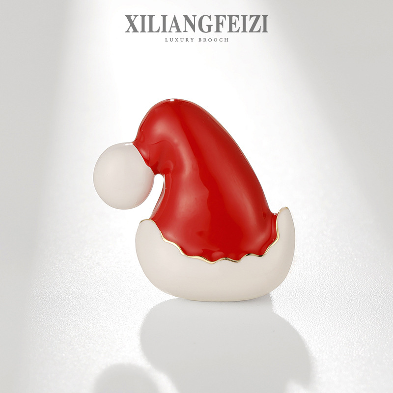 Xiliang concubine Amazon wholesale Christmas hat brooch painting oil hat pin holiday clothing accessories pin gift