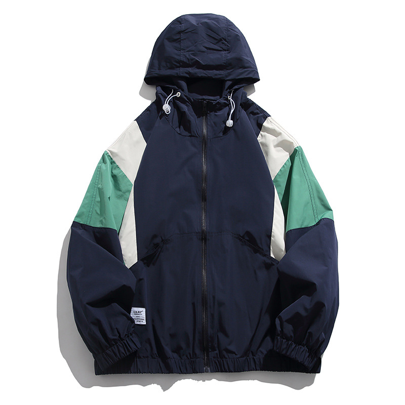 Picture of Spring and Autumn Work Jacket Men's Couple's Summer Sun Protection Clothing Trendy Brand Japanese Street Contrast Color Stitching Hooded Jacket
