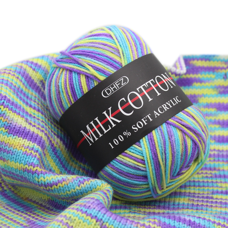 16s/3 three-strand milk cotton gradient ginned milk cotton baby wool hand crocheted knitted scarf segment dyed wool