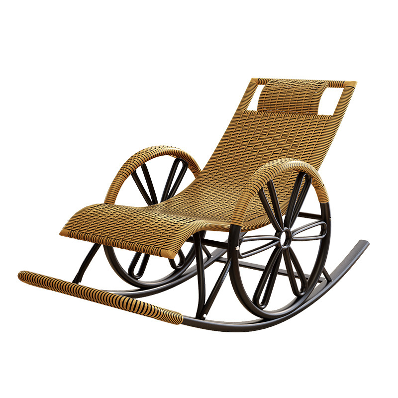 Picture of Imitation Rattan Rocking Chair for Adults, Lunch Break Balcony, Home Leisure, Sleeping and Lying, Summer Living Room, Leisure Lounge Chair for the Elderly