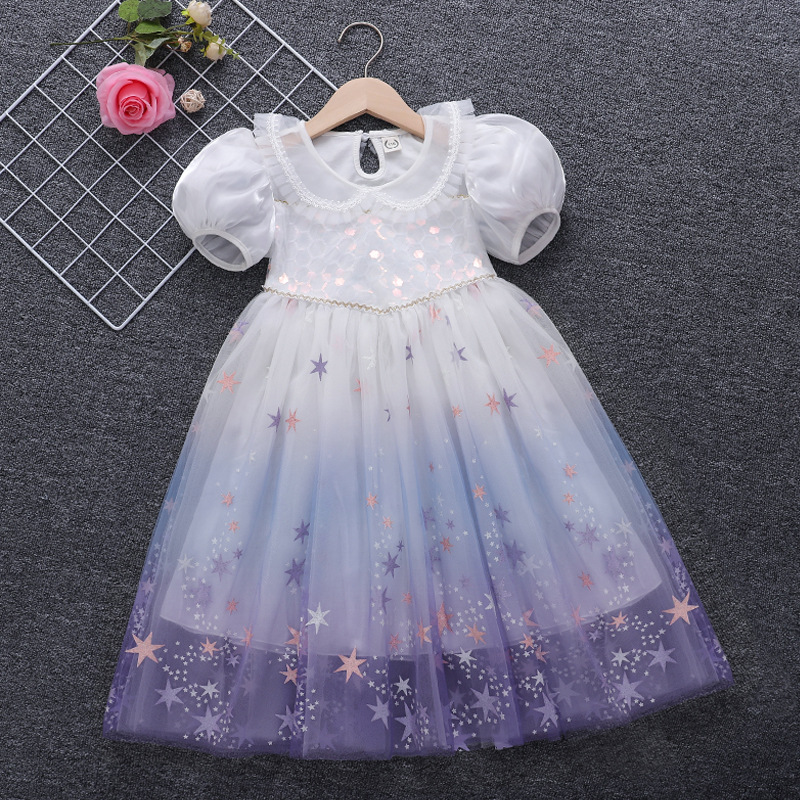 Picture of New Children's Day Princess Aisha Dress Girls Summer Birthday Dress White Dress Children's Summer Western Style Dress