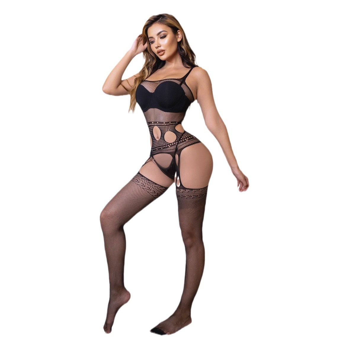 European and American Hollow Open Sling Transparent Temptation Hollow Perspective Lingerie Women's Sexy Jacquard Jumpsuit