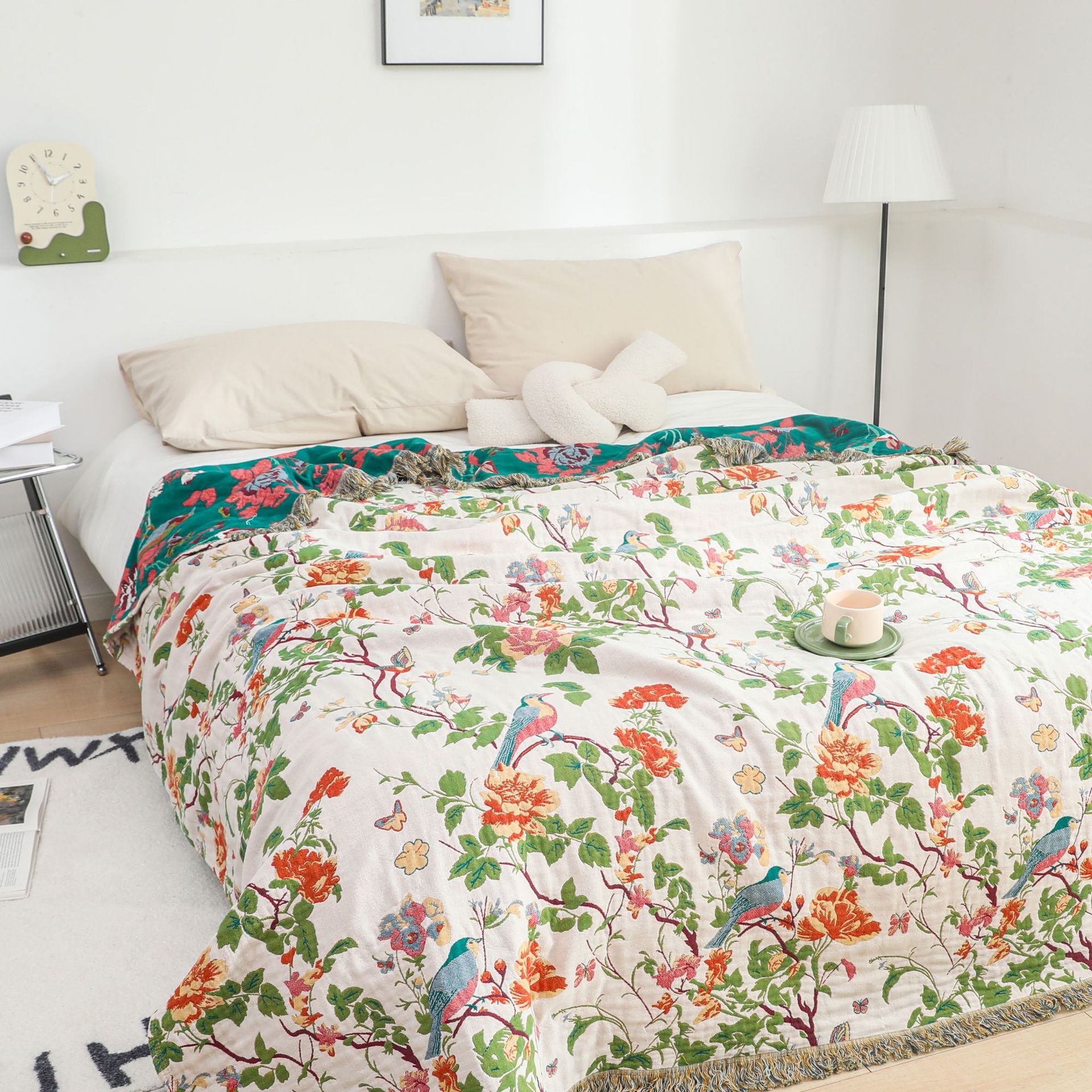 2025 New Cotton Skin-friendly Spring and Autumn Quilt Printed Double Towel Blanket Pure Cotton Sofa Blanket Air Conditioning Blanket