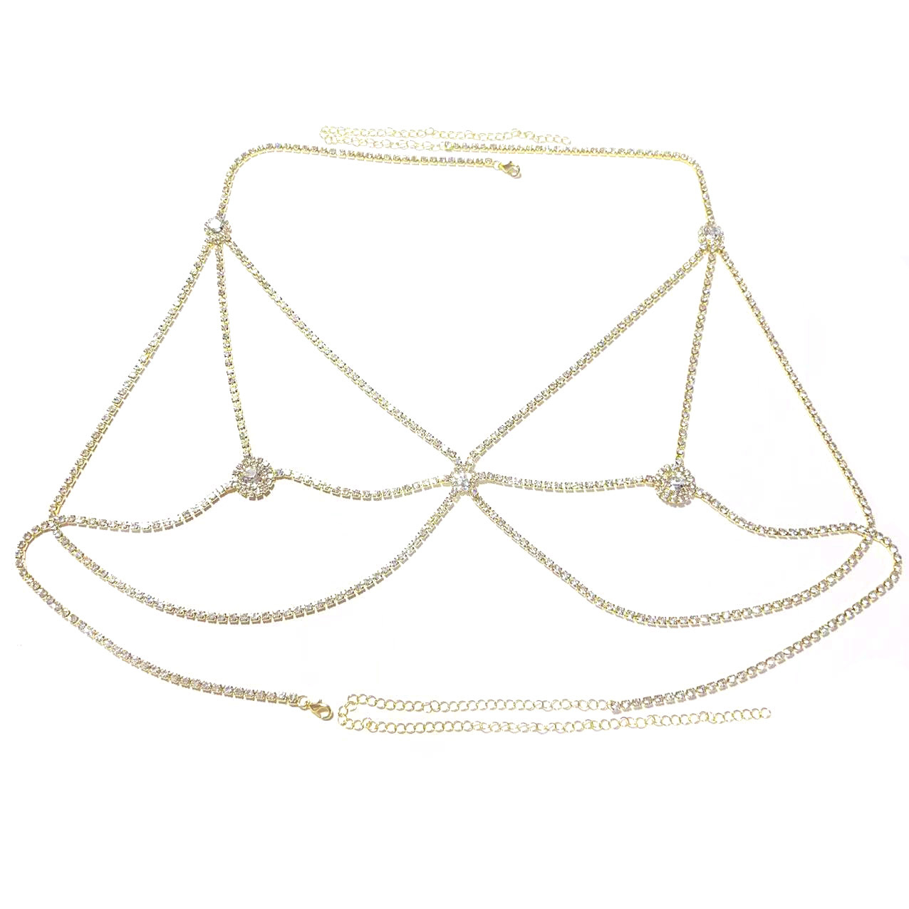 Picture of Fashion New Round Chest Nightclub Style Sexy Rhinestone Body Chain Women Cross-border Chest Chain Body Chain