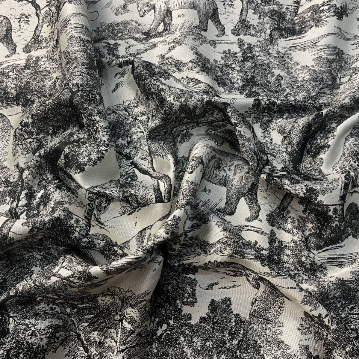 New Chinese Style Ink Painting Animal World Jacquard Fabric Texture Yarn-Dyed National Style Weaving