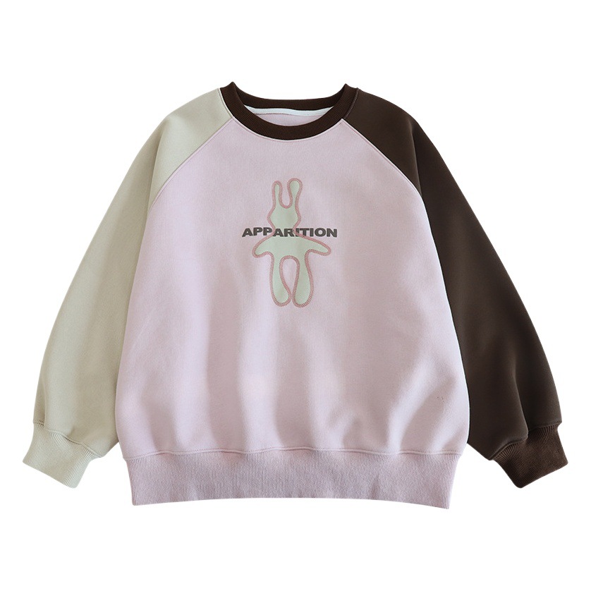 Girls' Sweatshirt Autumn and Winter 2025 New Middle and Large Children's Loose Round Neck Cartoon Children's Casual Long Sleeve Top Winter fleece-lined