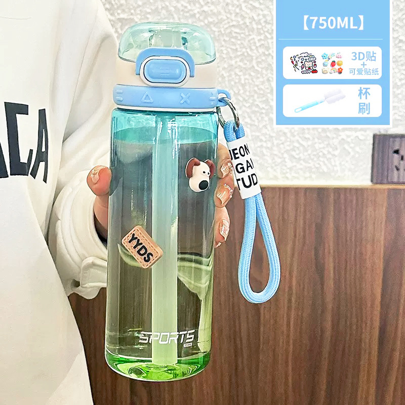 Picture of Simple Water Cup New Sports High-value Plastic Water Bottle Gradient Color Portable Student Summer Girl Suction Cup