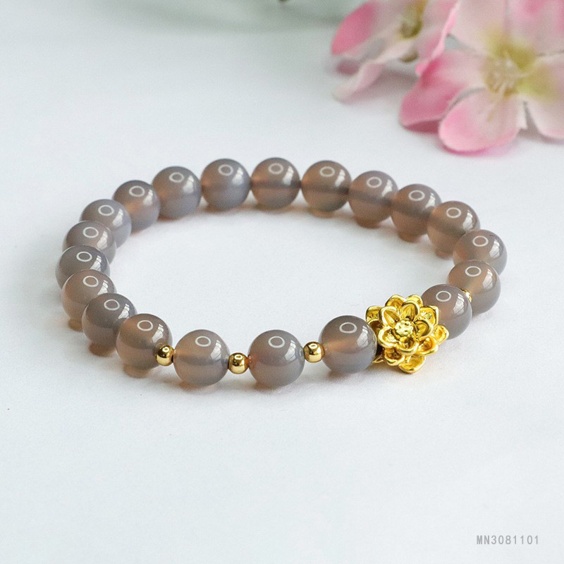 Picture of Yuyu natural smoke purple chalcedony bracelet lotus purple agate bracelet crystal jewelry factory wholesale MN3081101