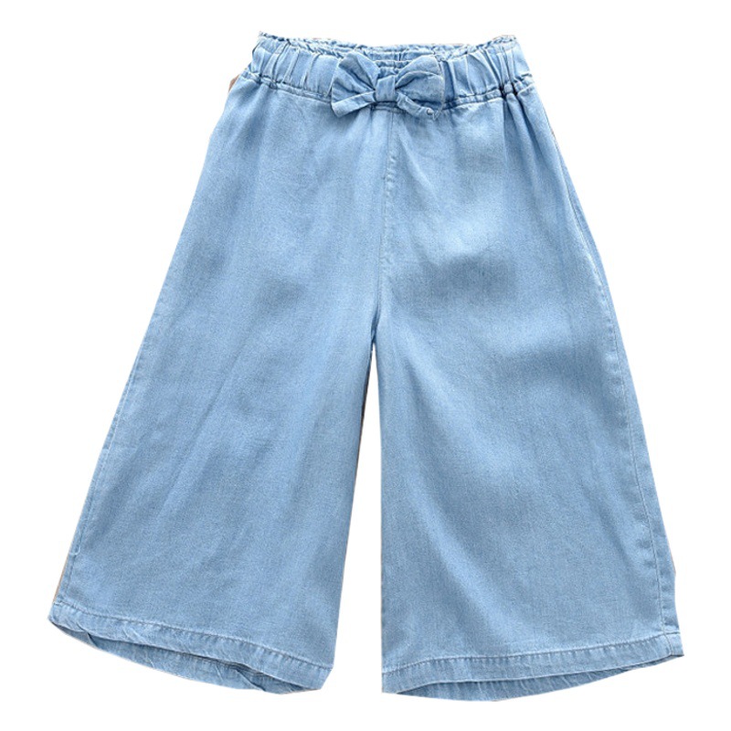 Girls' Pants Summer Thin Wide-Leg Pants Ins Trendy and Versatile Summer Clothes for Middle-Aged and Older Girls Ice Silk Denim Loose Outer Wear