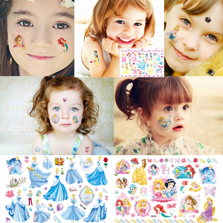 Children's Tattoo Stickers Birthday Party Tattoo Stickers Transfer Stickers Foreign Trade Snow White Sleeping Beauty Mermaid