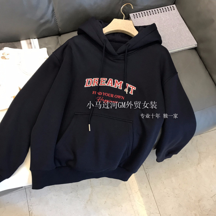 Picture of Sweatshirt Women's 2025 Spring & Fall New Trendy Brand Design Niche Loose Elegant Fleece-Lined Korean Style Hooded Export Sweatshirt