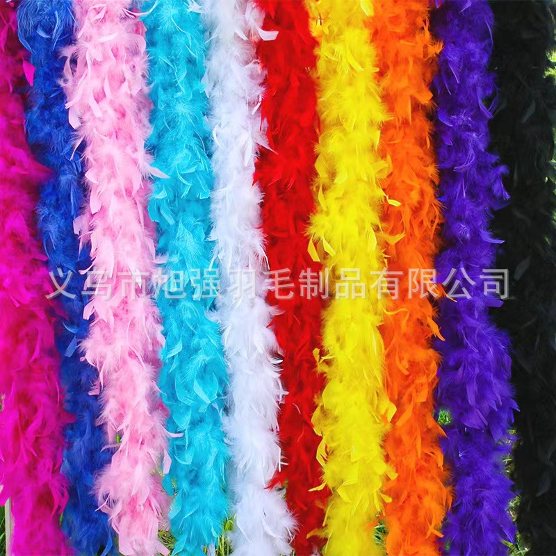 Wholesale turkey wool strip fire piece feather strip 60g/2m decoration party feather arrangement color strip festival celebration