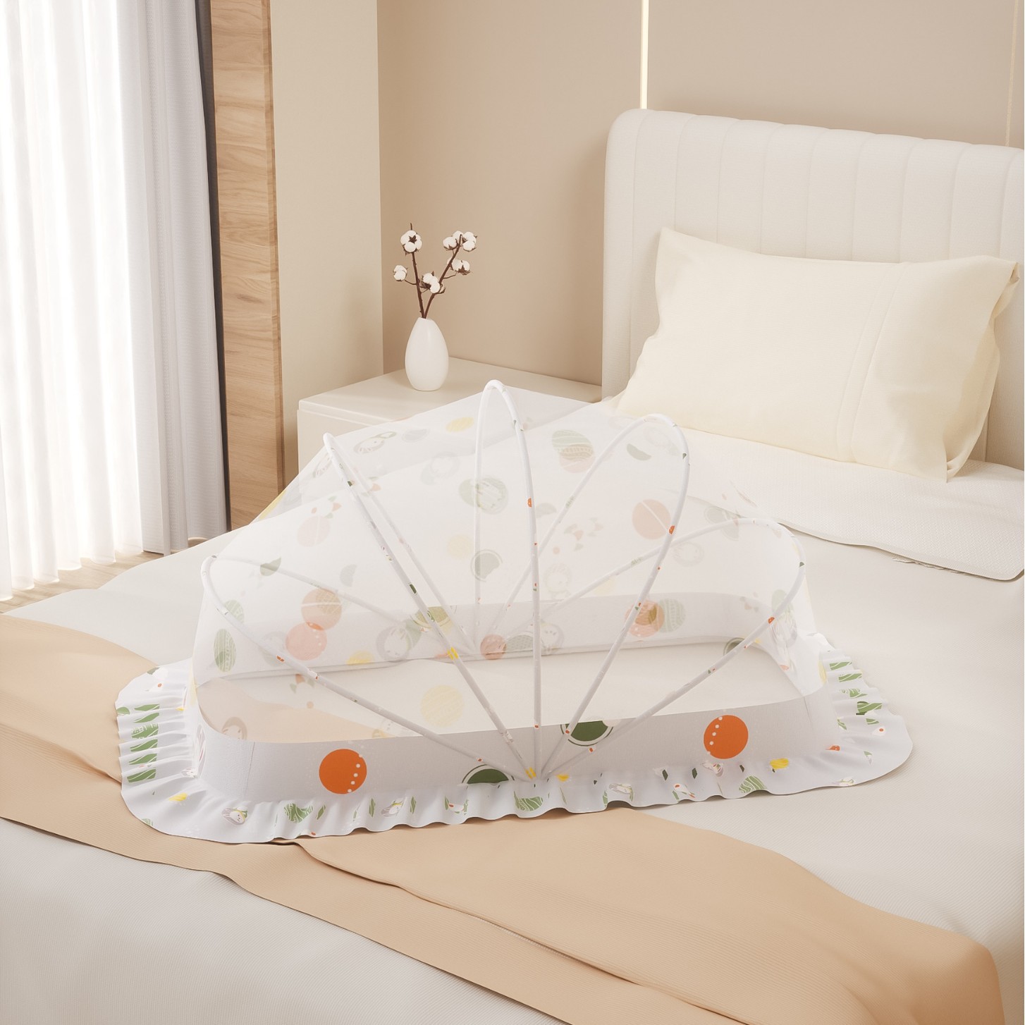 Picture of Baby Mosquito Net, Full-Cover Yurt for Babies, Foldable Universal Crib Mosquito Net for Infants and Toddlers, Light-Blocking