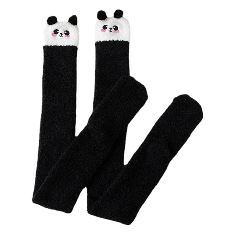Autumn and Winter Over-The-Knee Extended Coral Velvet Women's Socks Thickeneded Warm Half-Velvet Women's Home Long Tube Confinement Socks Wholesale