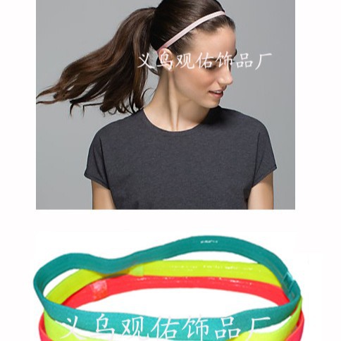 Picture of European and American Popular Elastic Rope Candy Color Sports Yoga Hairband Headband Running Headband Football Non-Slip Hair Accessories