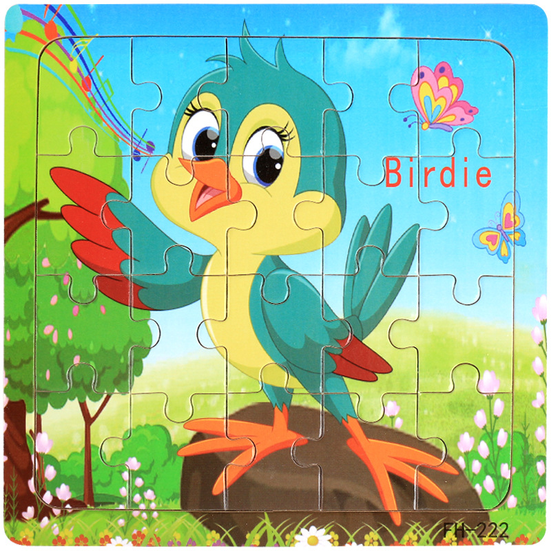Picture of 20 Pieces of Wooden Kidsren's Intellectual Toys, Wooden Puzzles, Cartoon Animals, Street Stall Toys, Factory Direct Supply