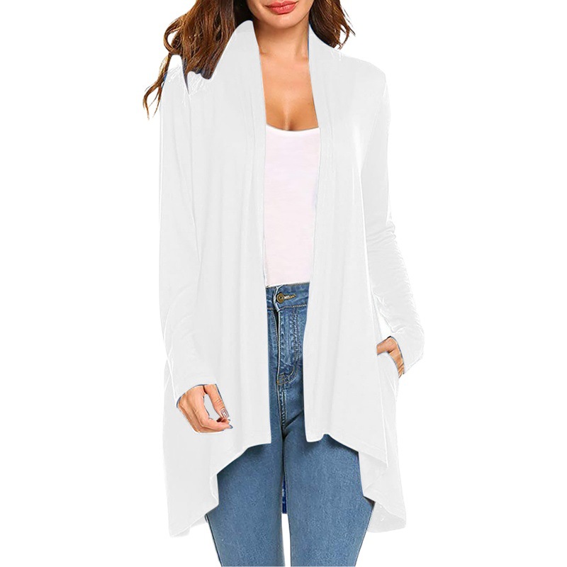 Cross-Border European and American Clothing 2024 Amazon Best-Selling Women's Knitted Solid Color Long-Sleeved Flap Pocket Pants Cardigan Top in Stock