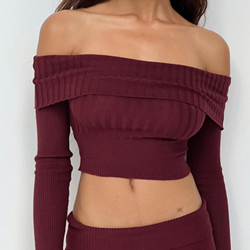 Picture of European and American women's sweater Amazon new sexy hot girl off-neck long sleeve sweater in stock
