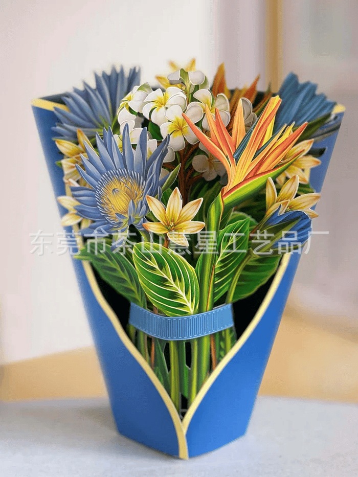 Picture of 3D Greeting Card Valentine's Day Mother's Day Paper Hand-Held Flowers Thank You Blessing Gift Manufacturer Wholesale Holiday Limited Edition