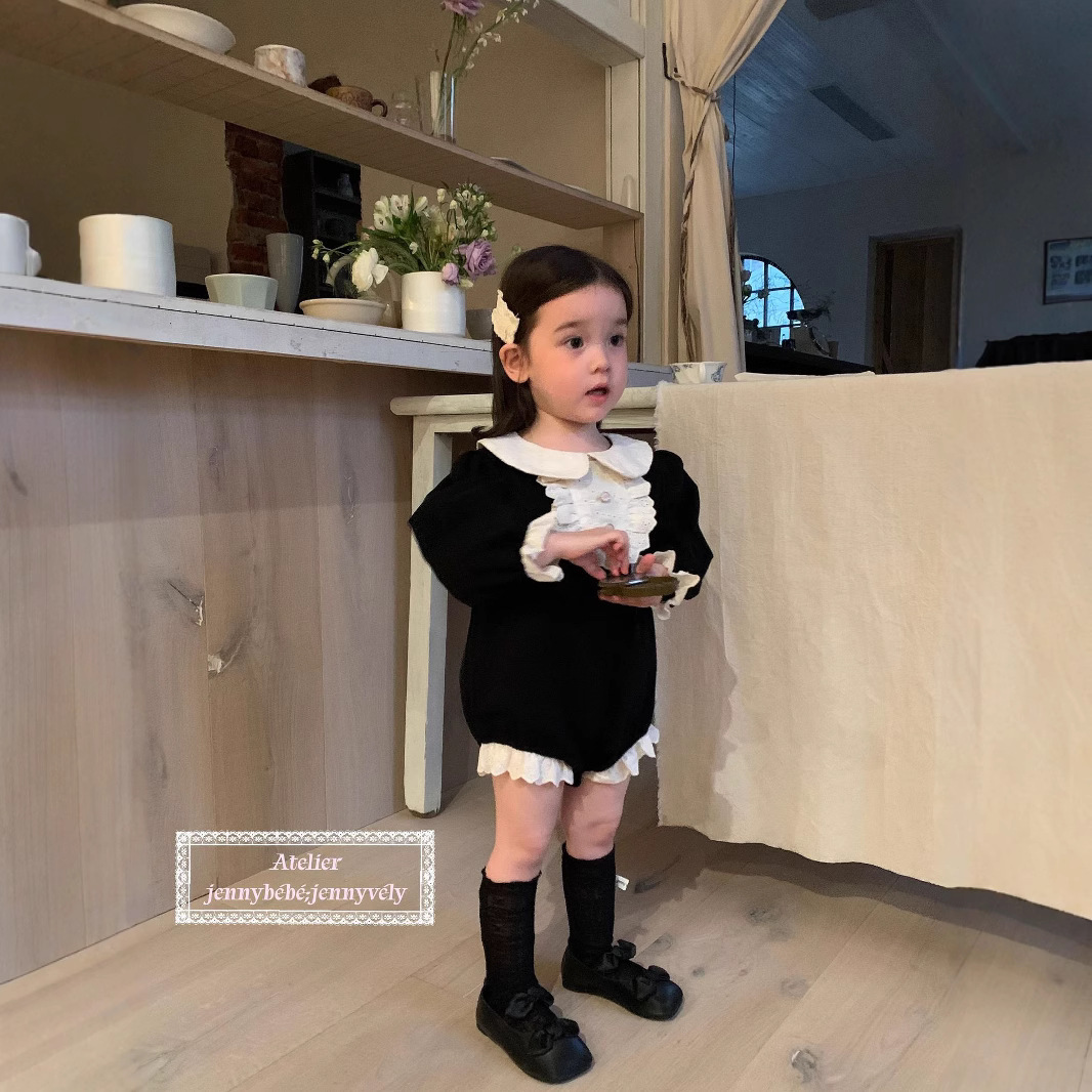 Picture of Jenny's 2025 New Autum Style Infant Hepburn Style Romper Korean Style Baby Girl Lace Princess Harem