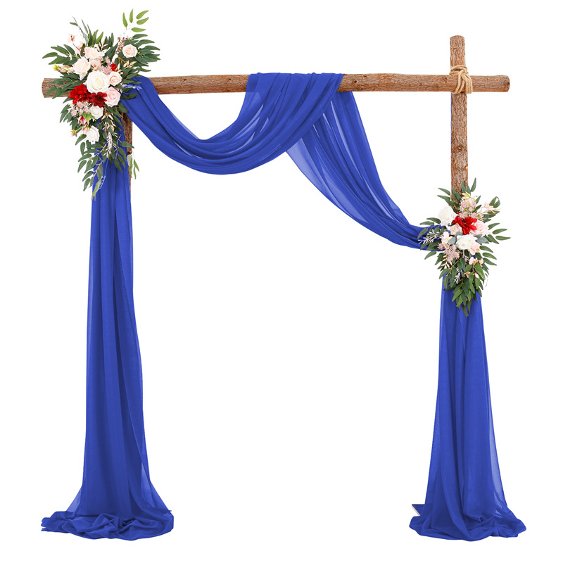 Picture of Cross-Border Popular Wedding Forest Lawn Outdoor Arch Decoration Wedding Arrangement Curtain Pearl Chiffon Gauze Curtain