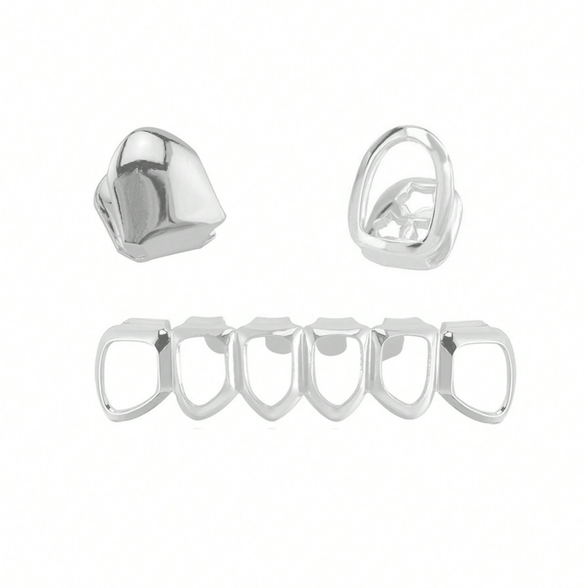 Picture of Cross-Border Hot Selling Six Cut Out Flat Teeth Hip-Hop Braces Hiphop Hip-Hop Teeth Three-Piece Set Stage Props Braces