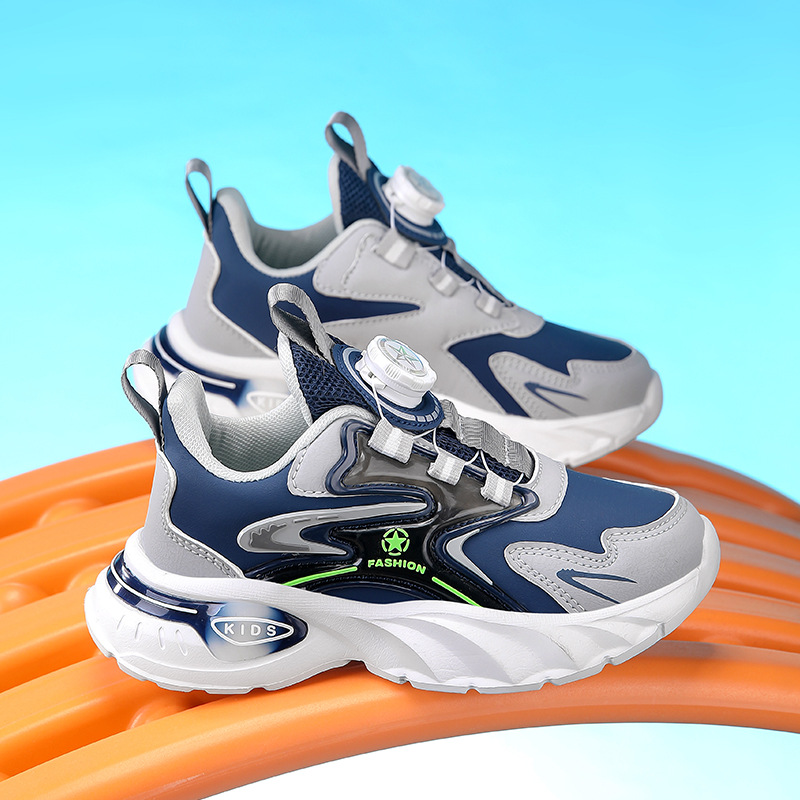 Boys shoes leather autumn and winter 2024 new fashion large children's soft bottom non-slip sneaker children's running shoes tide
