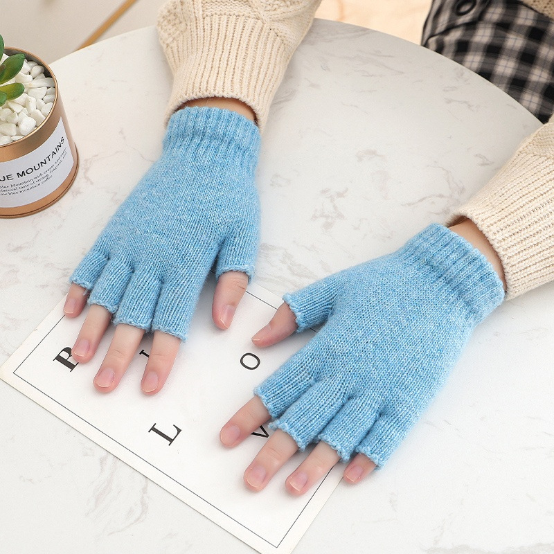 Picture of Autumn and winter new men's knitted half-finger gloves Jacquard five-finger riding warm open finger typewriter factory wholesale