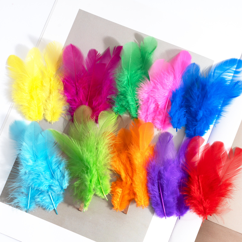Picture of Colorful Small Feather Turkey Feather DIY Crafts Jewelry Decoration Wave Ball Gift Box DIY Filling Material