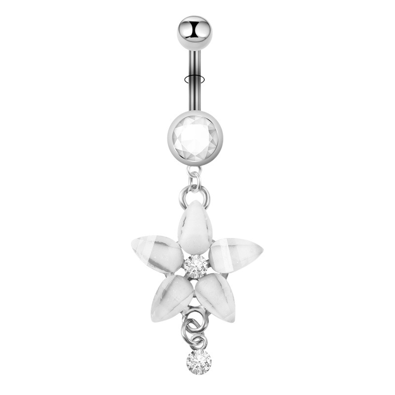 Cross-border European and American new fresh stainless steel cherry blossom navel nail European and American sexy flower navel ring piercing jewelry
