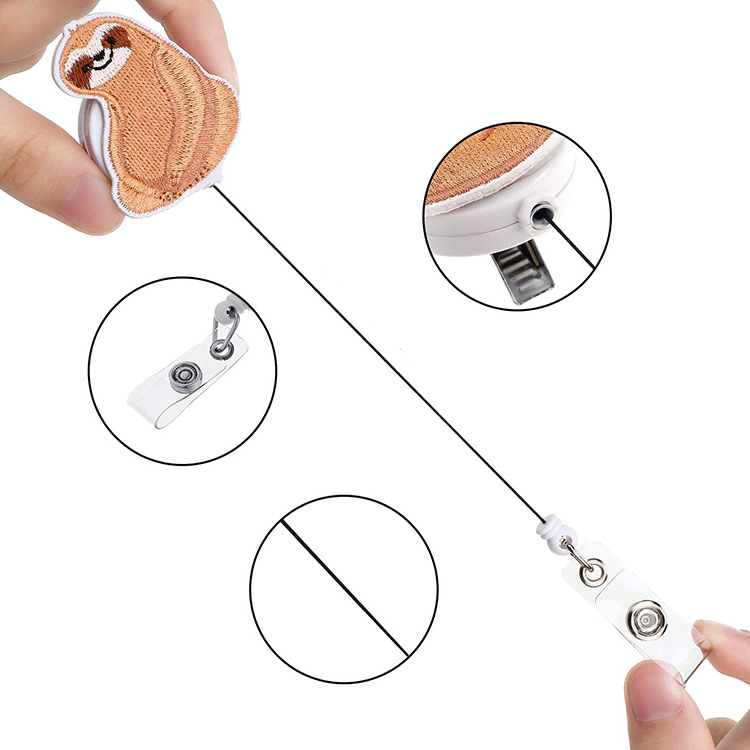 Picture of Amazon spot hot-selling felt embroidery sloth telescopic easy pull-up easy pull-up easy pull-up cloth sticker badge buckle
