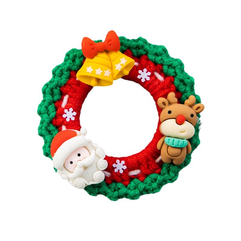 Picture of Christmas Wreath Keychain Pendant Wool Crochet Handmade Diy Crochet Hand Made Homemade
