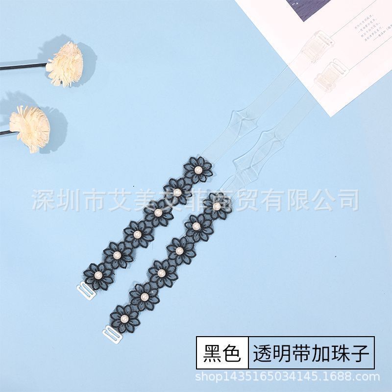 Picture of High-value pearl lace shoulder strap underwear strap off-line collar shoulder adjustable exposed transparent beautiful back bra strap