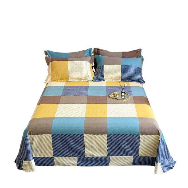 Scrub sheets single cotton cotton with skirt thickened single dormitory sheets single four-piece set Wholesale
