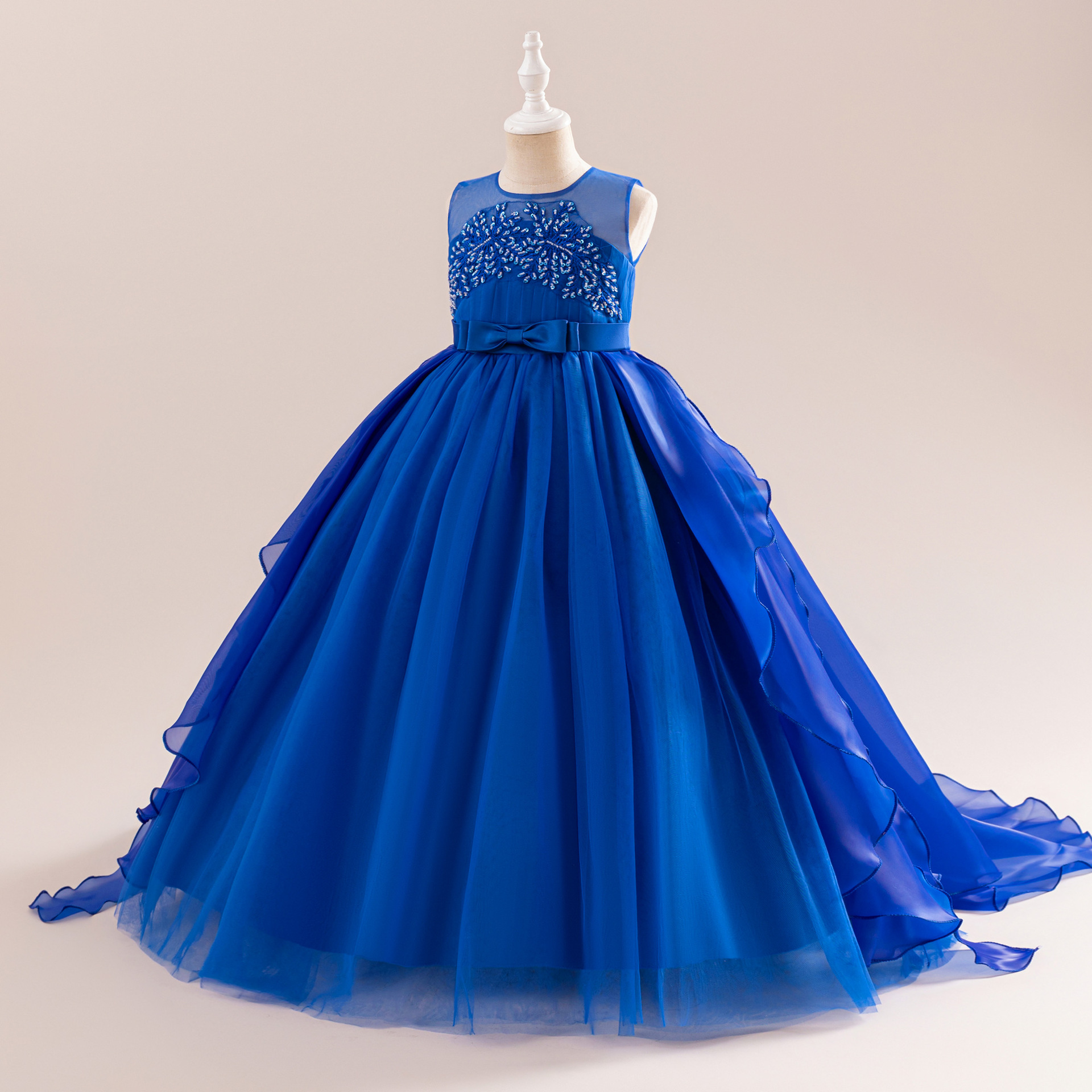 Picture of Children's Western-style Princess Dress Poncho Girl's Show Evening Dress Trailing Girl's Host Piano Performance Dress